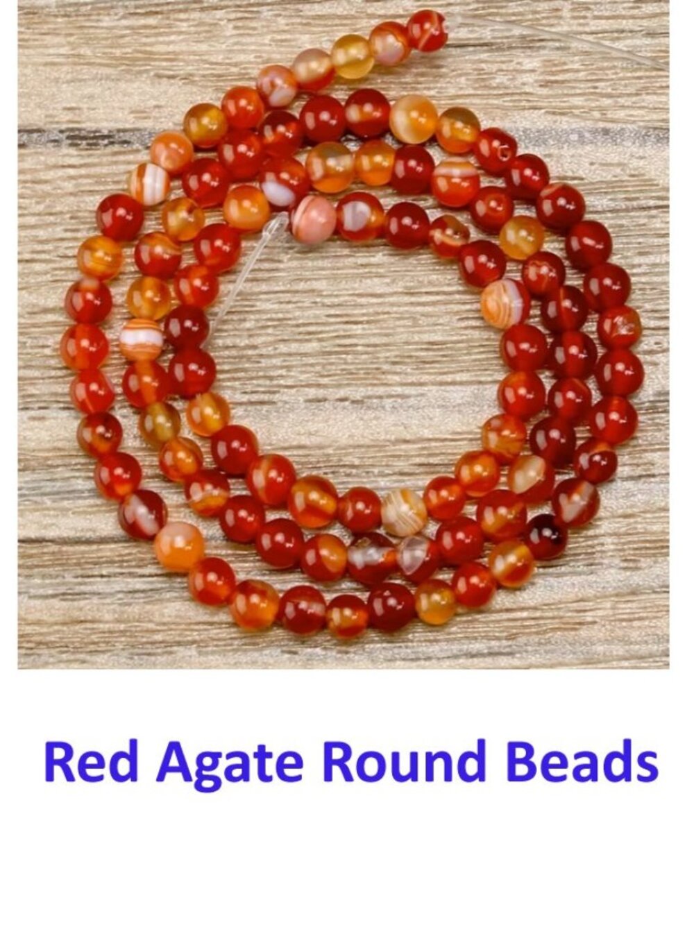 Vibrant Red Agate Gemstone Beads. 15" strand